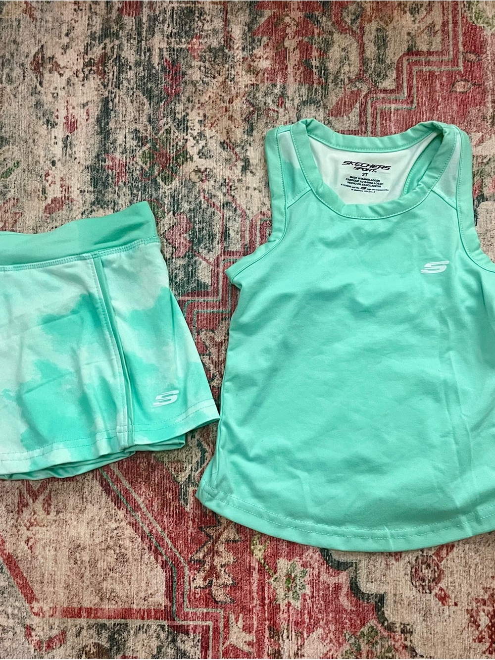 Skechers Girls Mint Green Athletic Tank Top & Skort Set